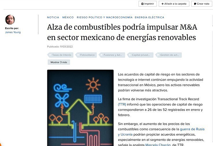 Alza de combustibles podra impulsar M&A en sector mexicano de energas renovables